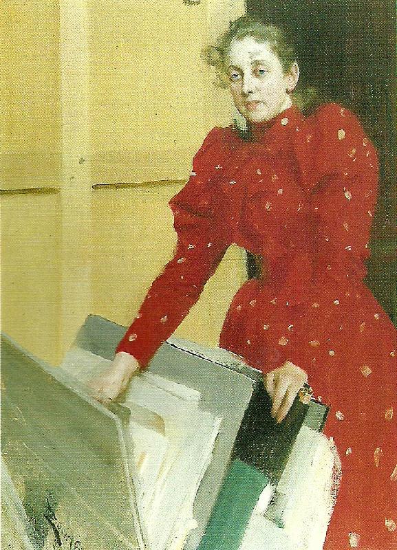 Anders Zorn emma zorn lasande oil painting image